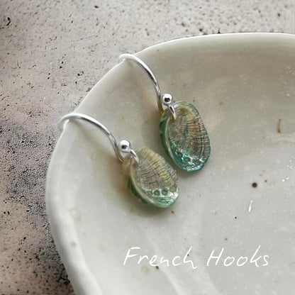 Paua Shell French Hook Earrings (Lacquered)