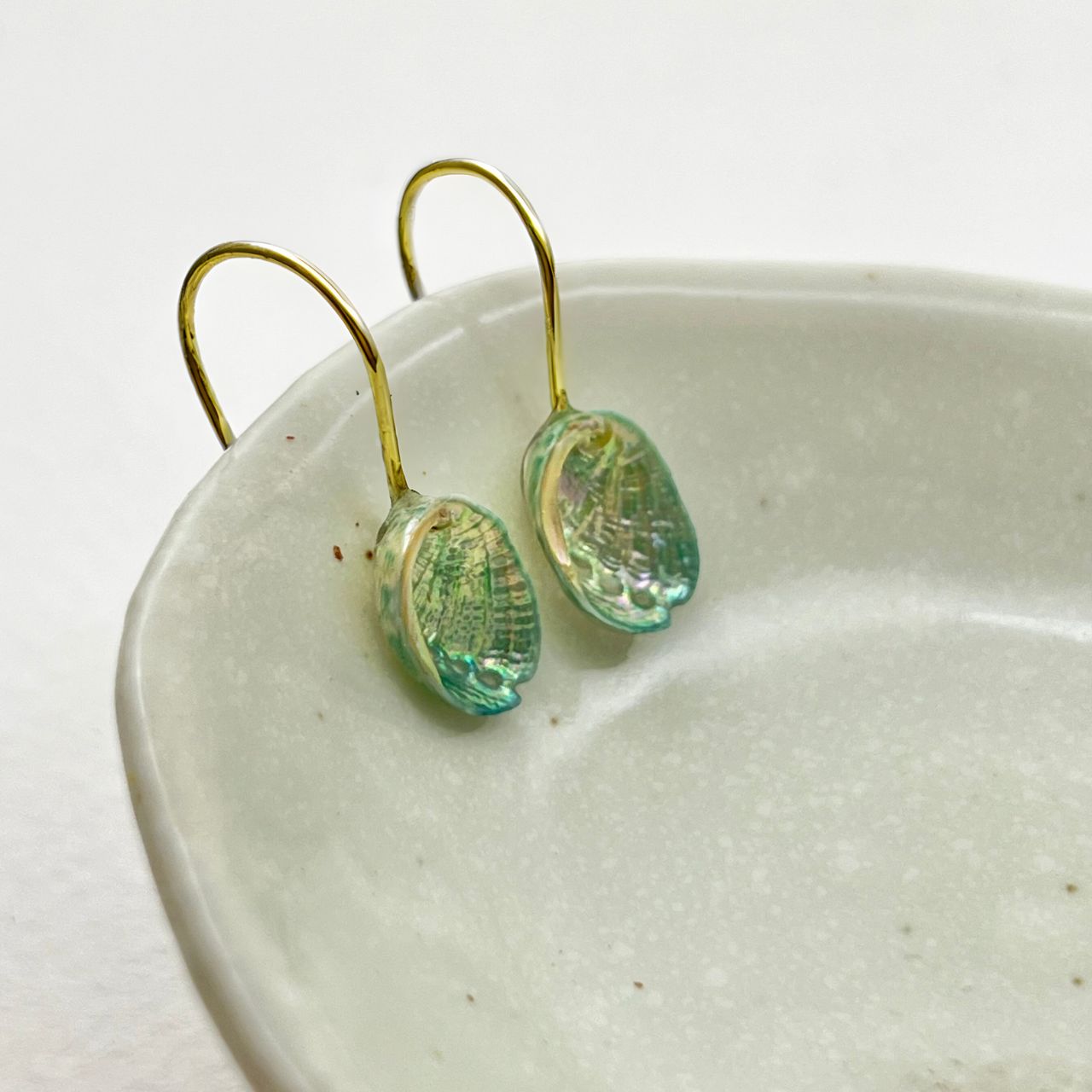 Paua Shell French Hook Earrings (Lacquered)