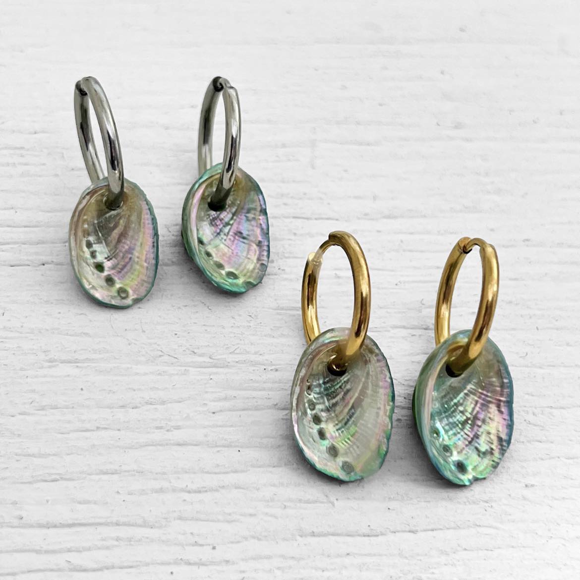 VIP ONLY - Paua Shell Round Hoop Earrings (Lacquered)