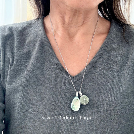Paua & Kina Shell Pair Necklace (BEST SELLER)