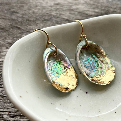 Paua Shell Kinstugi Hook Earrings