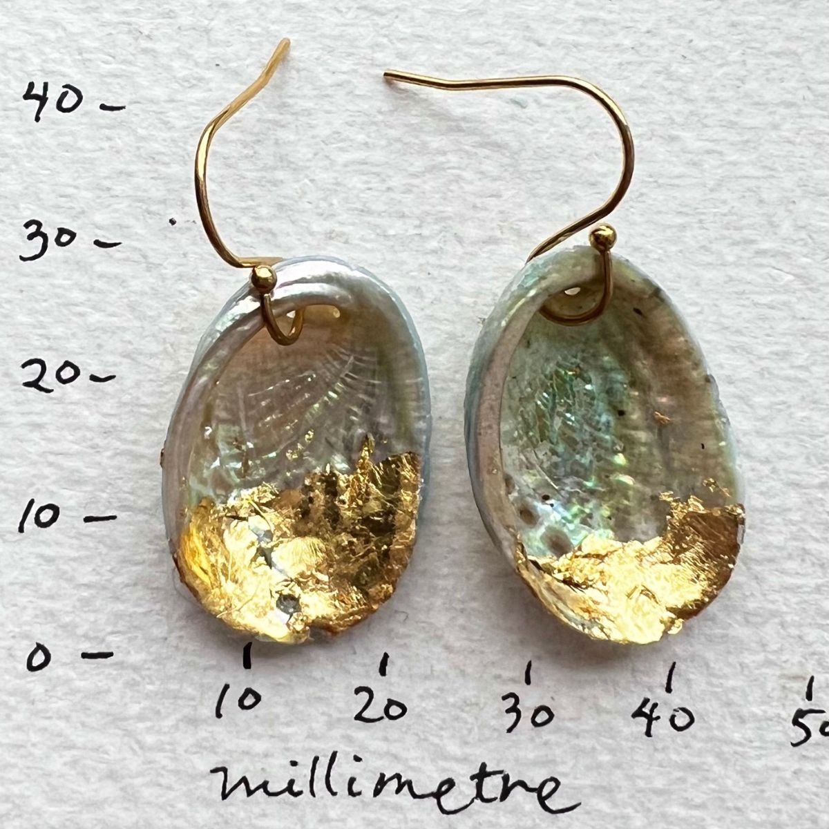 Paua Shell Kinstugi Hook Earrings