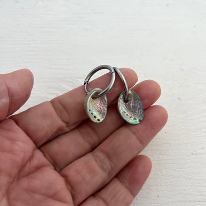 VIP ONLY - Paua Shell Round Hoop Earrings (Lacquered)