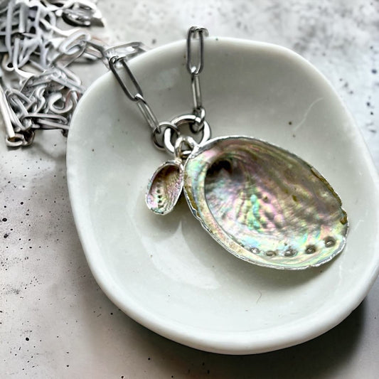 Mother & Child Paua Shell Silver Dipped Large Necklace 3