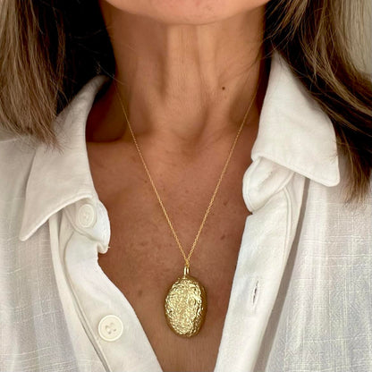Paua Shell Large Gold Pendant Necklace