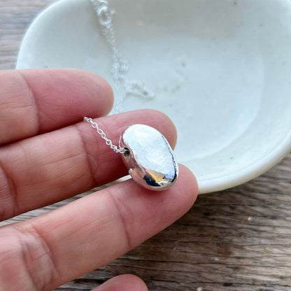 Single Paua Shell Silver Nugget Necklace