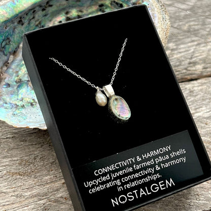 BCFM Early Bird Day 1 (18 Nov): (PA13) Paua Shell & Rice Pearl Necklace with Box