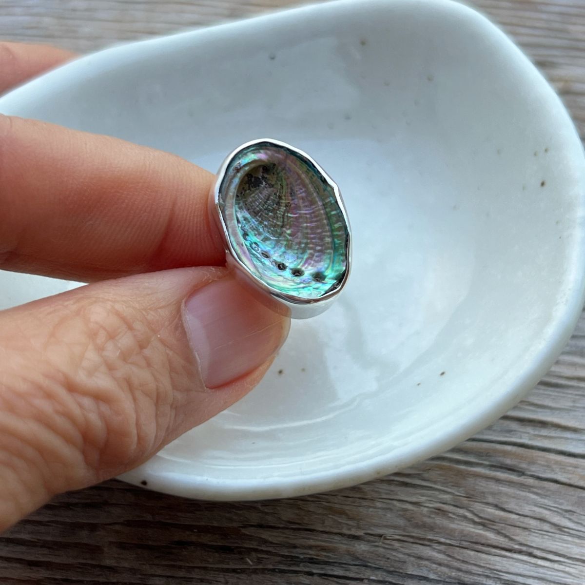 Farm Paua Shell 15mm Adjustable Sterling Silver Ring