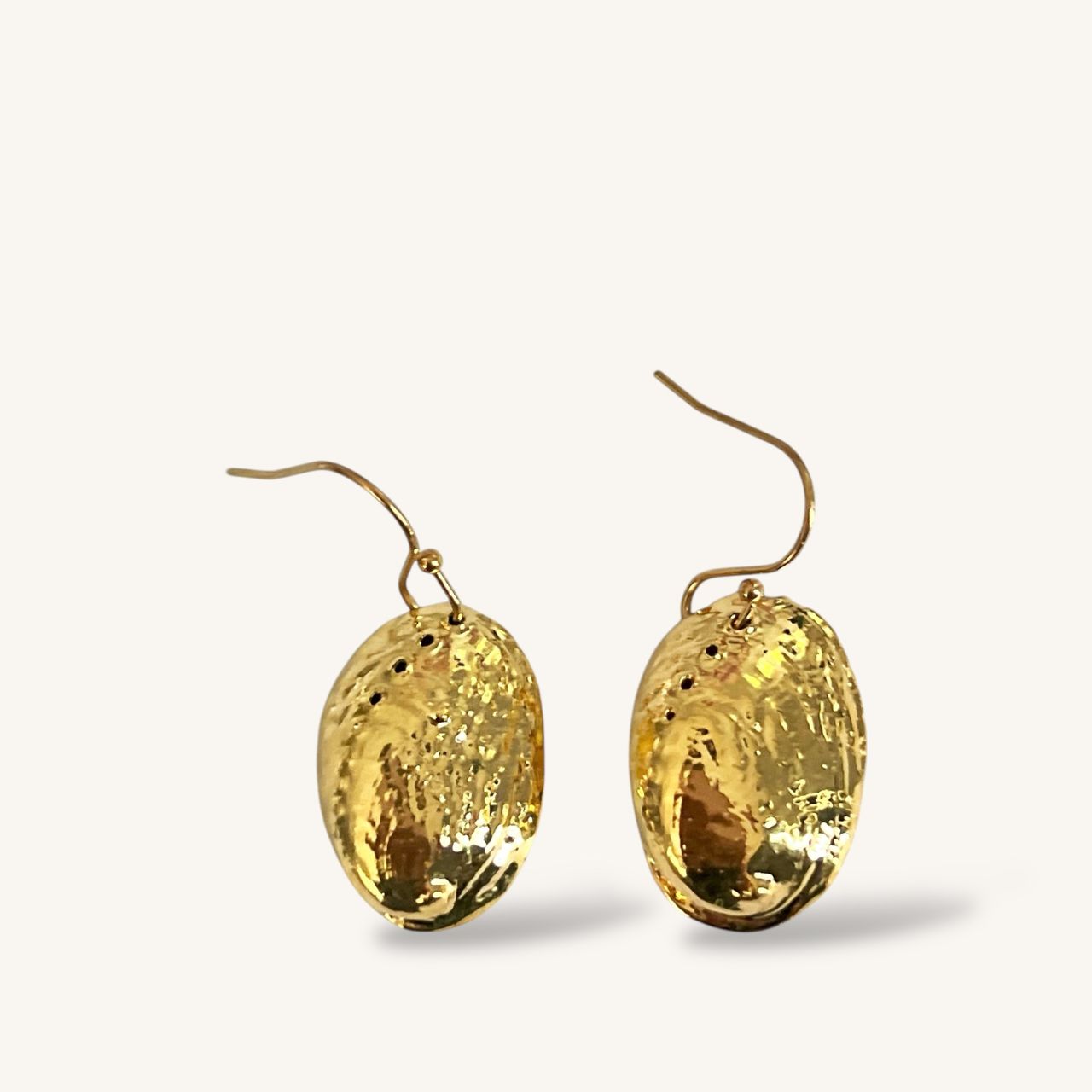 Farm Paua Shell Gold Back Hook Earrings (25-30mm)