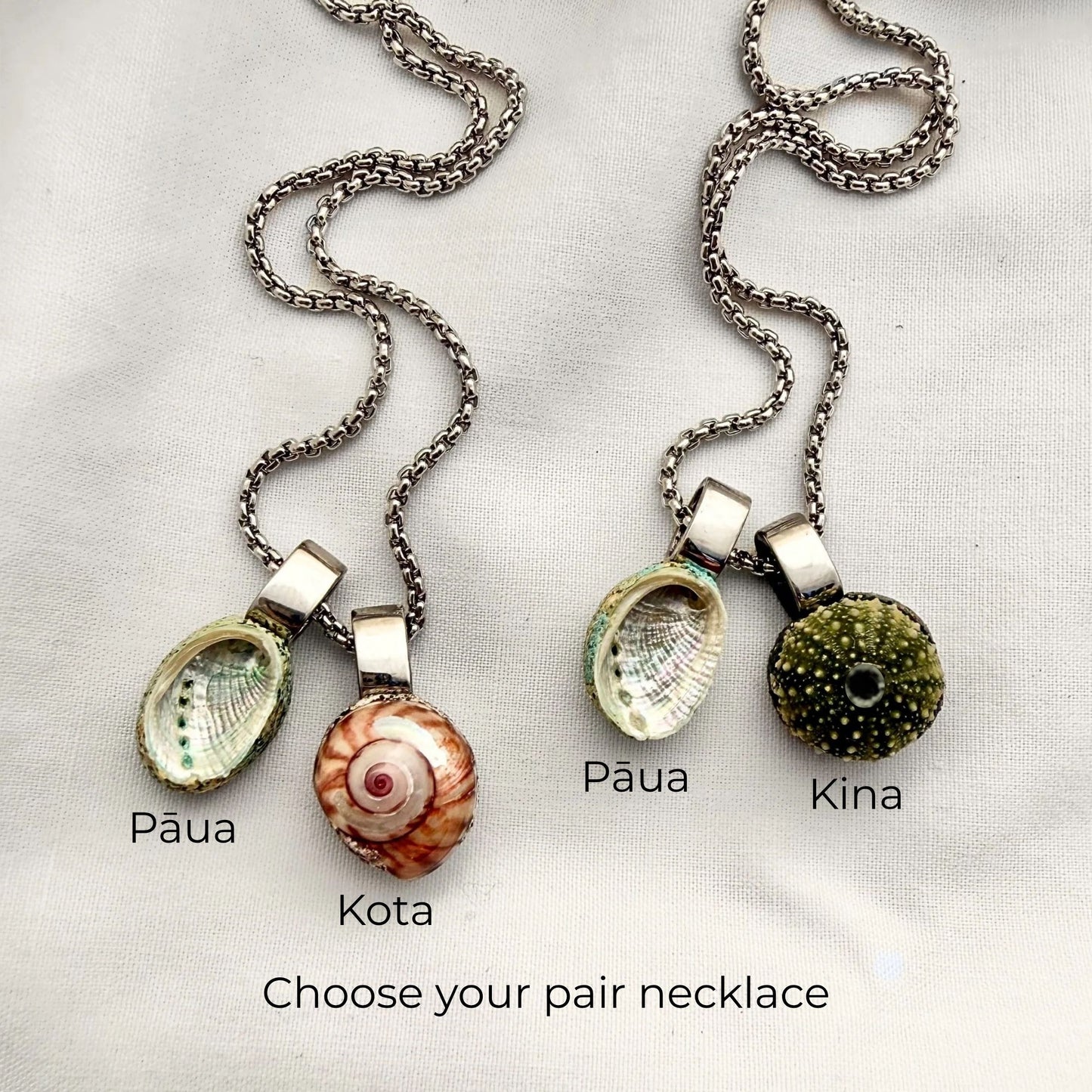 Miniature Pāua Shell Pair Necklace