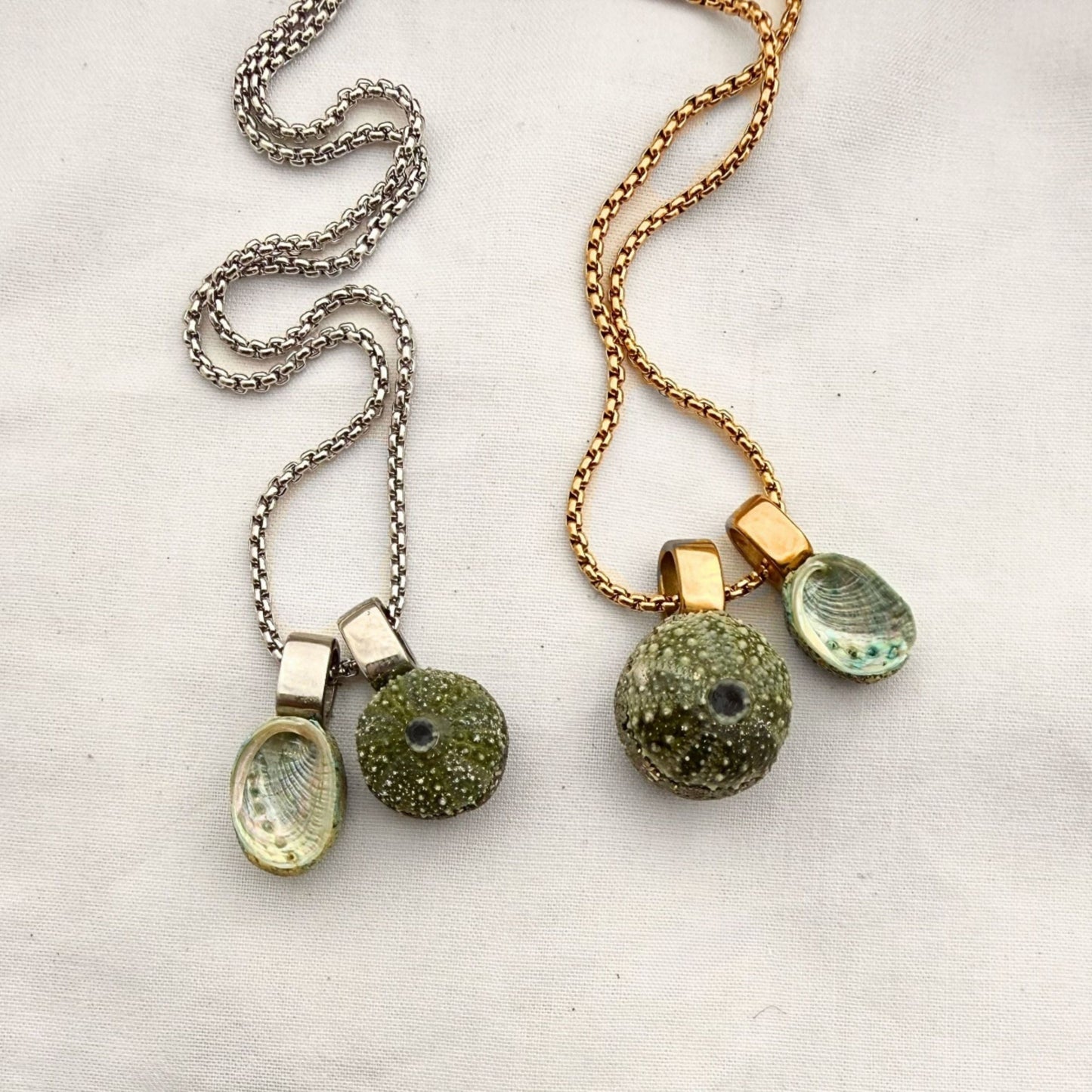 Miniature Pāua Shell Pair Necklace