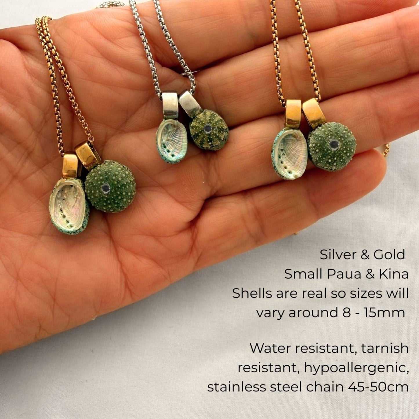 Miniature Pāua Shell Pair Necklace