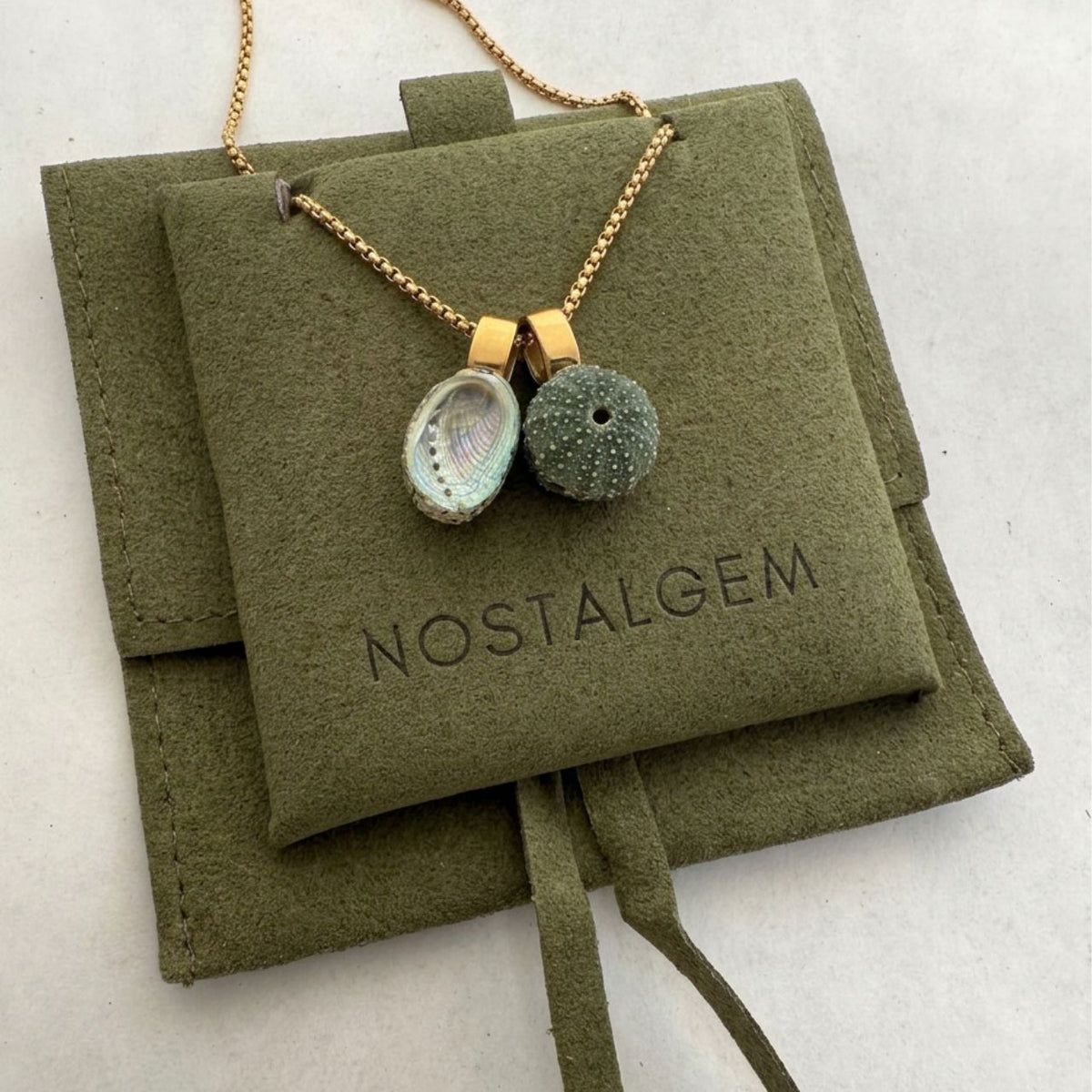 Miniature Pāua Shell Pair Necklace