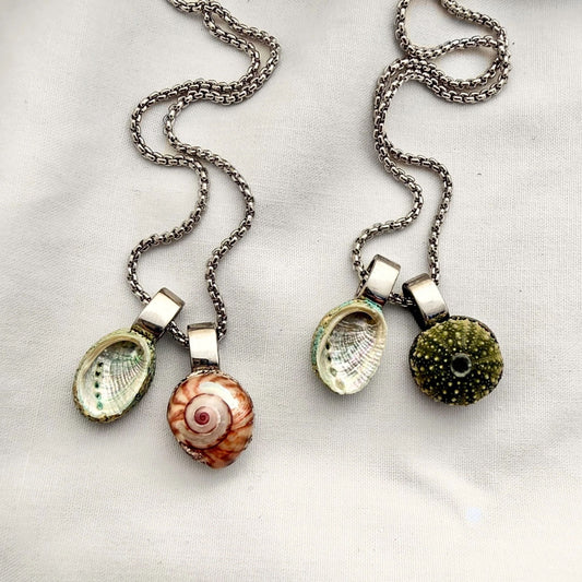 Miniature Pāua Shell Pair Necklace