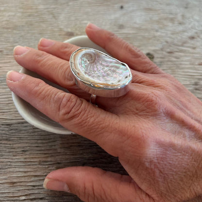 Farm Paua Shell 35mm Adjustable Sterling Silver Ring