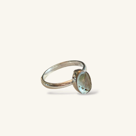 Farm Paua Shell Adjustable Sterling Silver Ring (9-10mm)