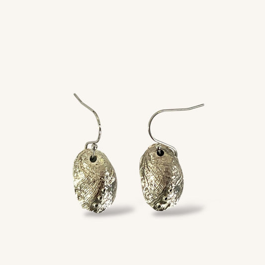 Farm Paua Shell Silver Back Hook Earrings (20-25mm)