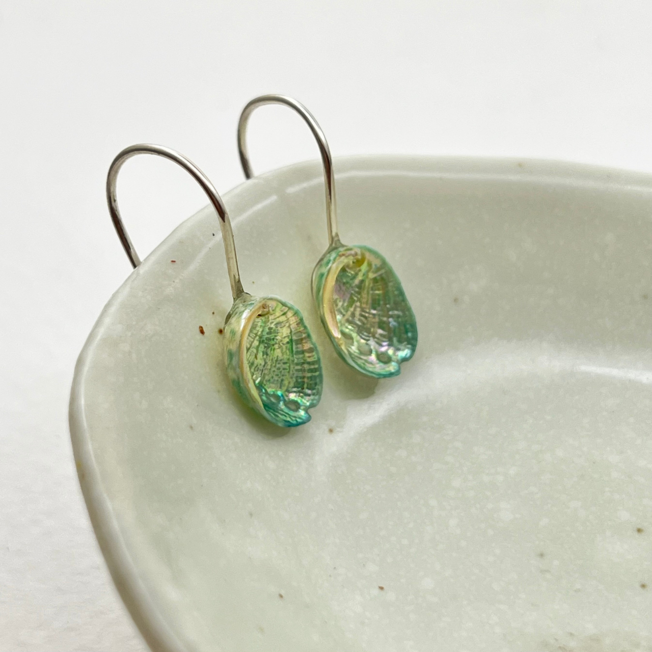 Paua Shell French Hook Earrings (Lacquered)