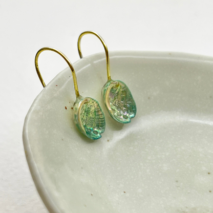 Paua Shell French Hook Earrings (Lacquered)