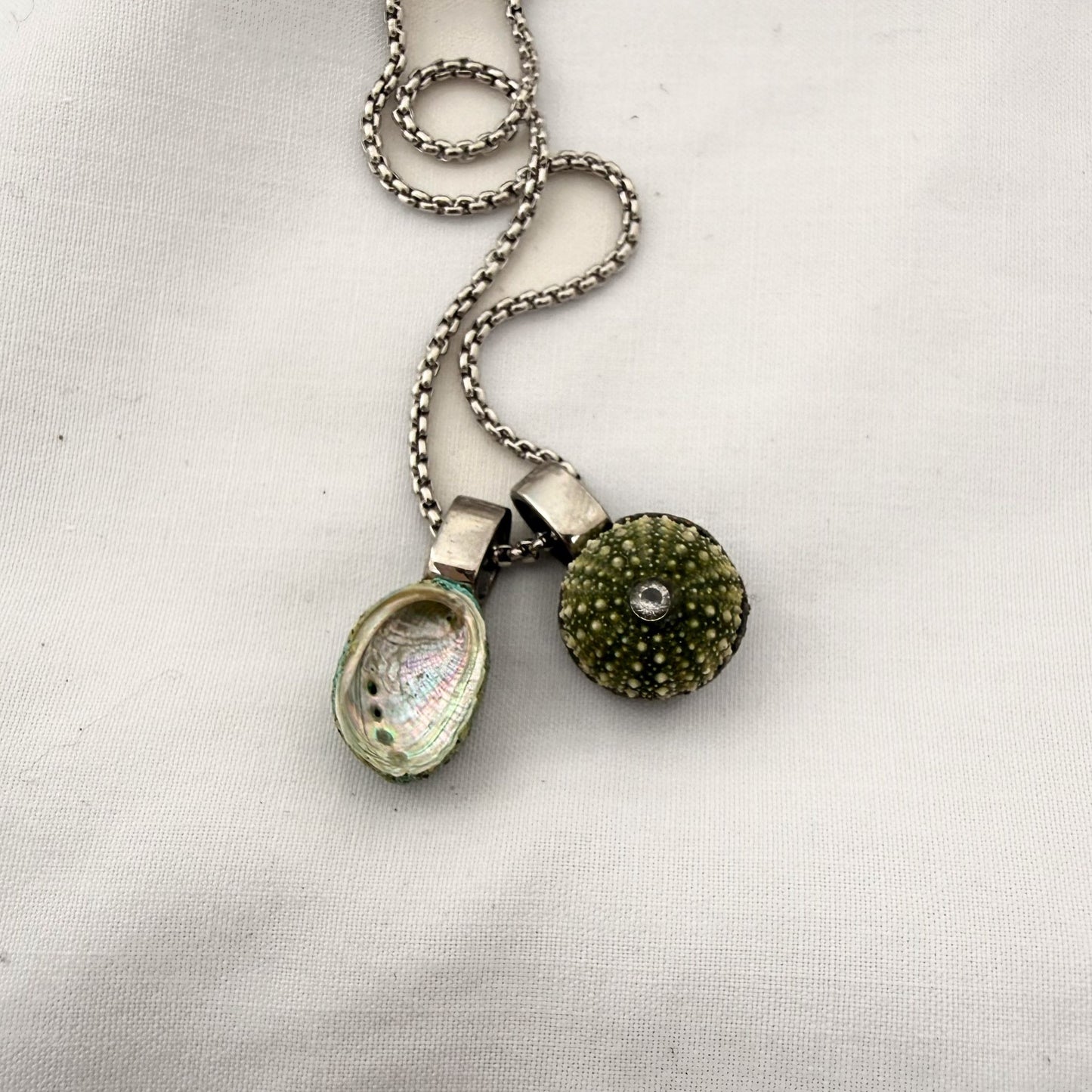 Miniature Pāua Shell Pair Necklace