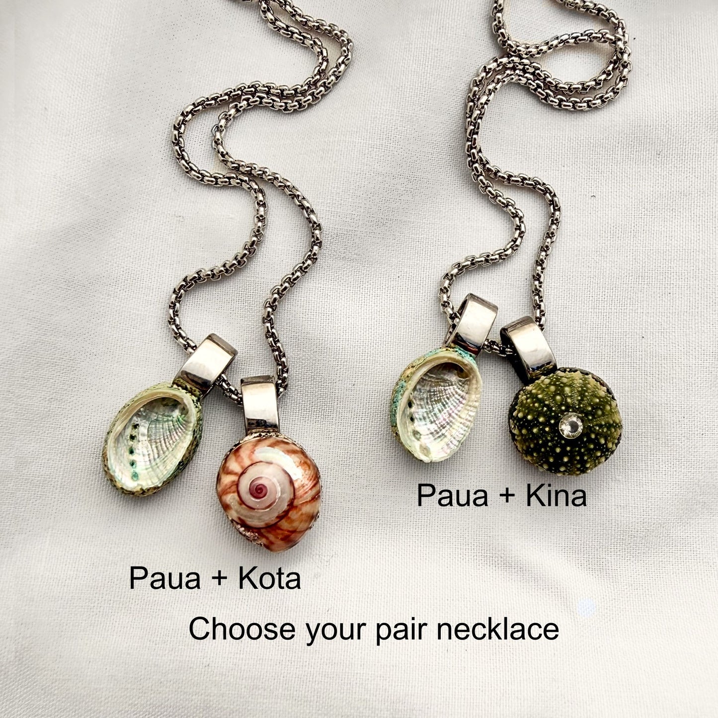 Miniature Pāua Shell Pair Necklace