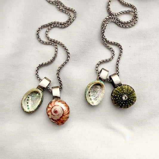 Miniature Pāua Shell Pair Necklace