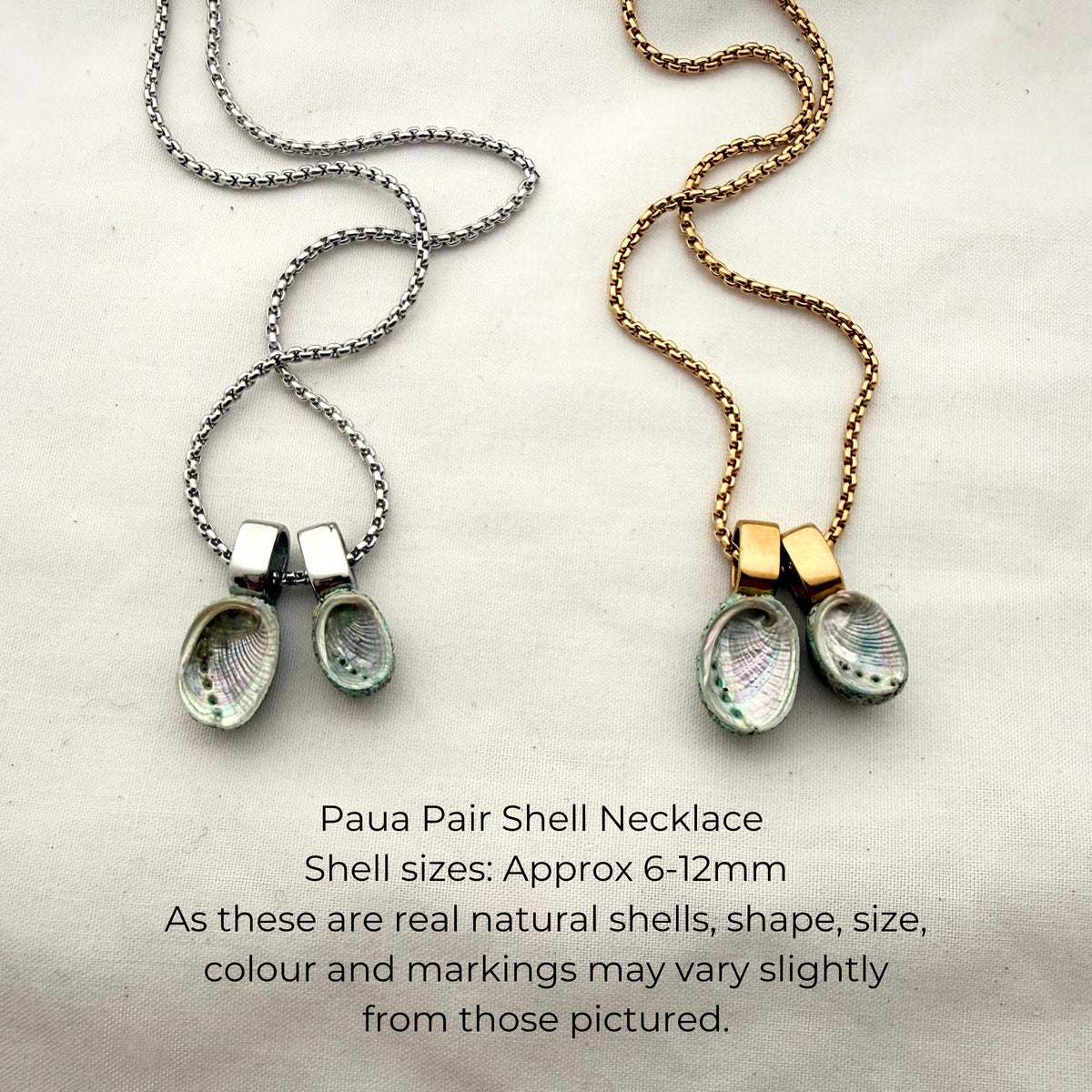 Miniature Pāua Shell Pair Necklace