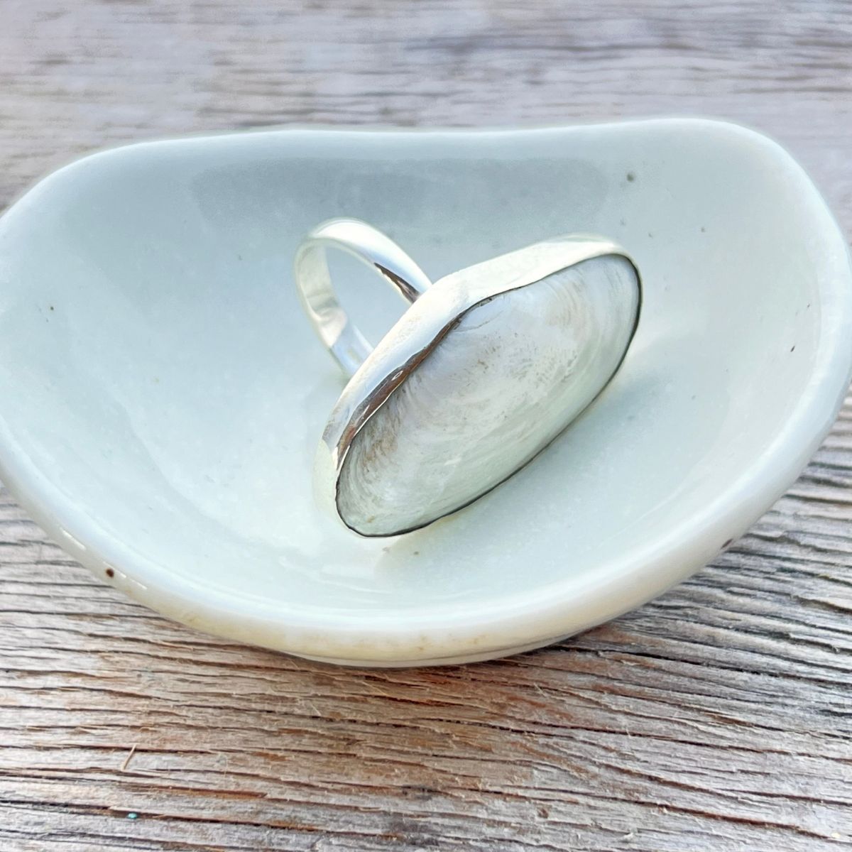 PREORDER - Surf Clam Pipi Shell 35mm Adjustable Sterling Silver Ring ...