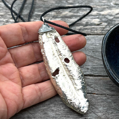 BCFM Early Bird Day 3 (20 Nov): (BF02) Pohutukawa Leaf With Holes Cord Necklace