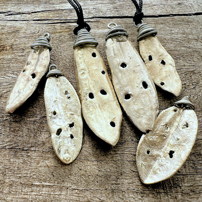 BCFM Early Bird Day 3 (20 Nov): (BF02) Pohutukawa Leaf With Holes Cord Necklace