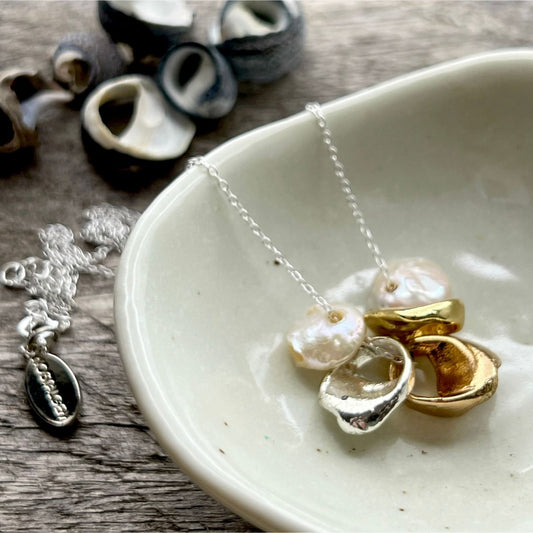 Pupu Trio & Pearls Unity In Imperfection Necklace