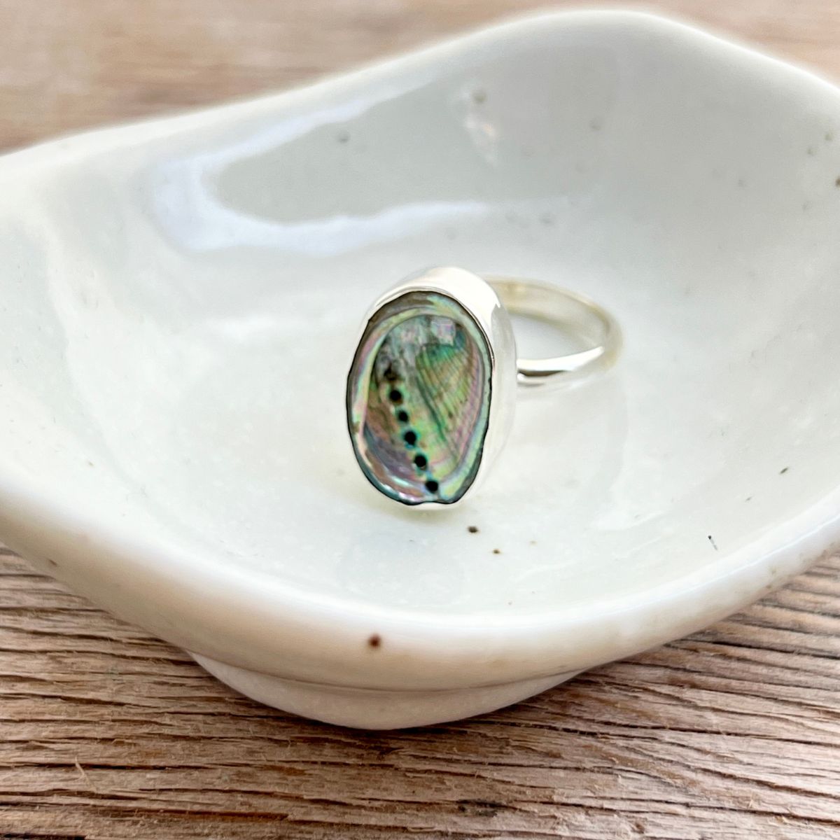 Farm Paua Shell 15-18mm Adjustable Sterling Silver Ring