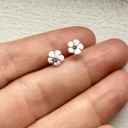 Tiny Sterling Silver Mānuka Flower Studs