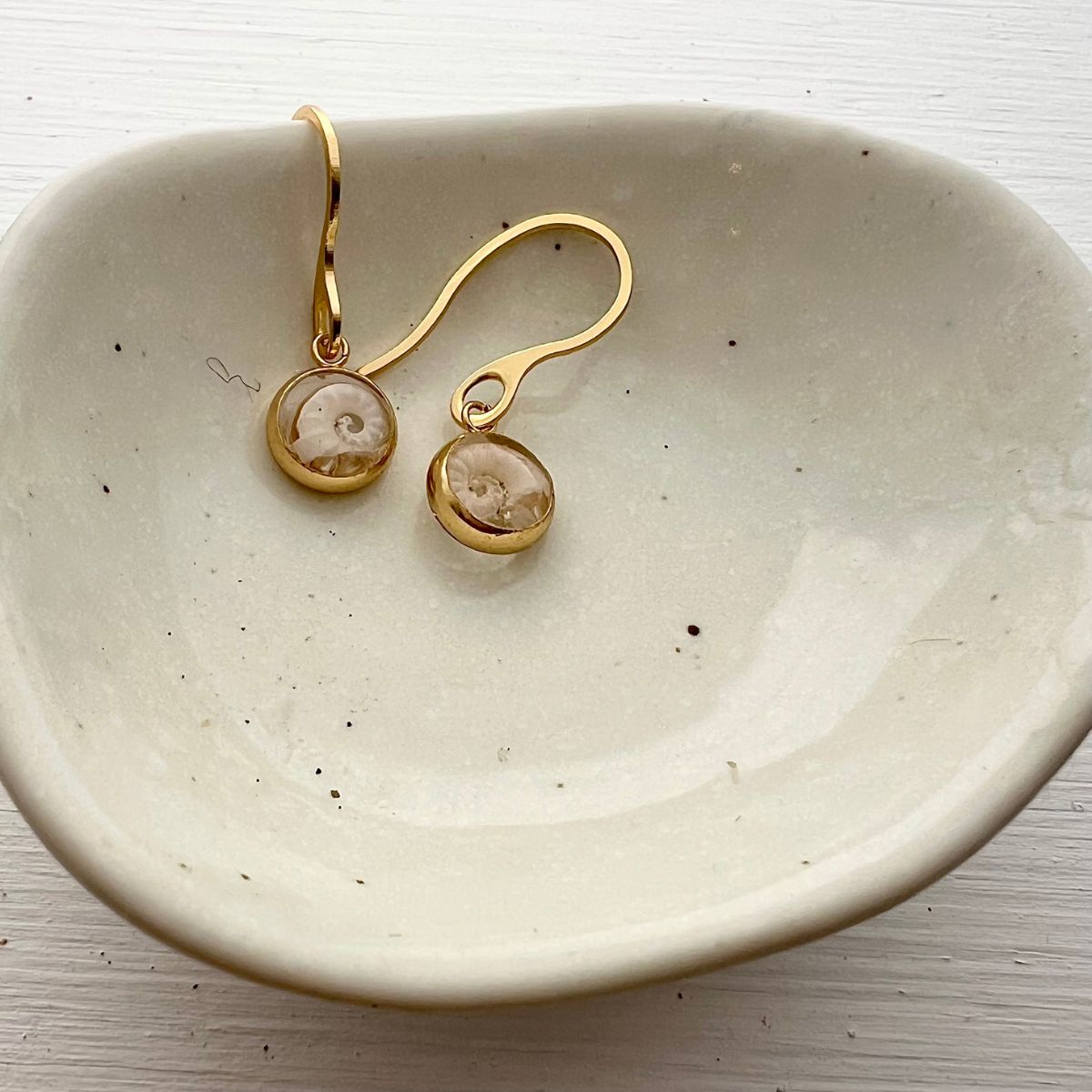 Wanderlust Spirula Shell Round Resin Earrings