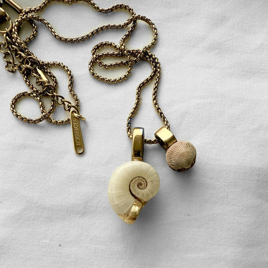 Mother & Child Shell Story Necklace: Ram's Horn Squid & Cockle Shell