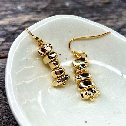 SS10 - Tiny Stacking Stone Gold Dipped Earrings