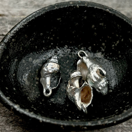 SS11 - Sea Snail Shell Whelk Silver Dipped Pendants