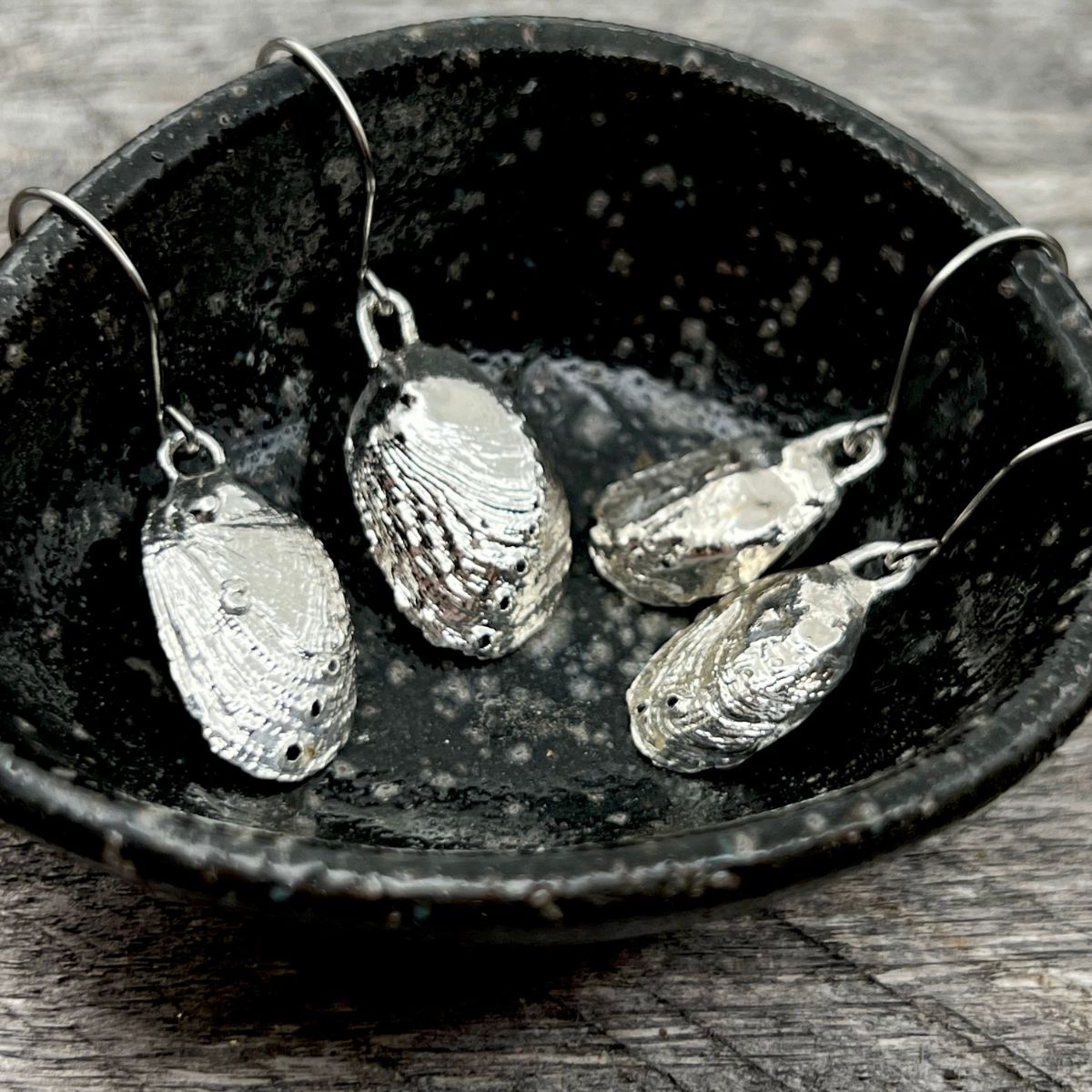 SS16 - Paua Shell Silver Dipped Hook Earrings 20-25mm