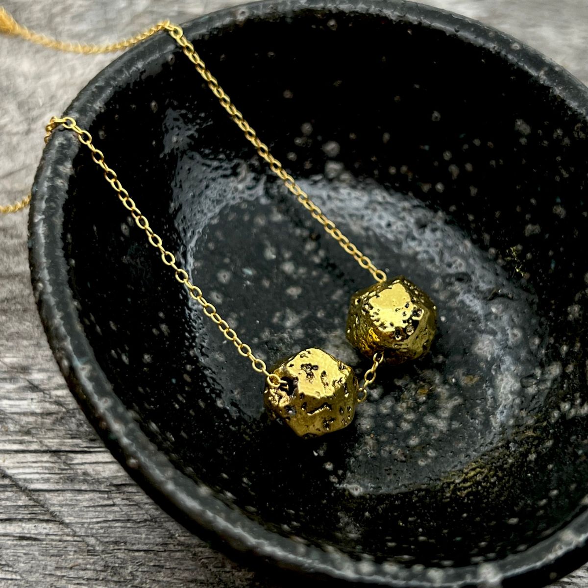 SS24 - Lava Stone Dipped in Gold Couple Necklace