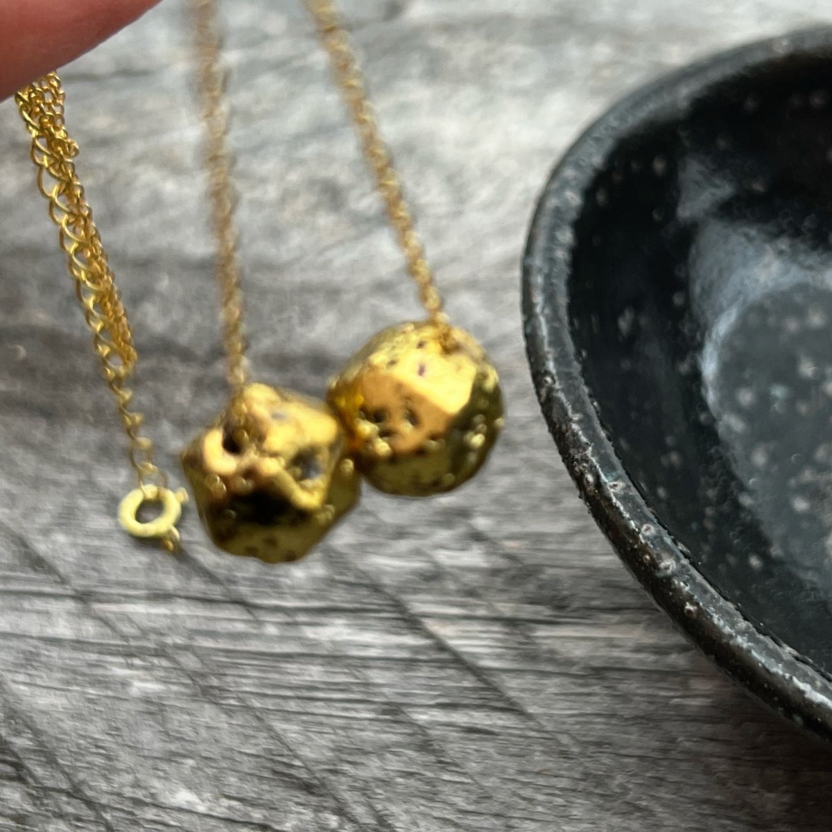 SS24 - Lava Stone Dipped in Gold Couple Necklace