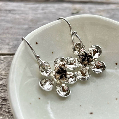 SS43 - Manuka Pod Flower Earrings Silver Surgical Steel