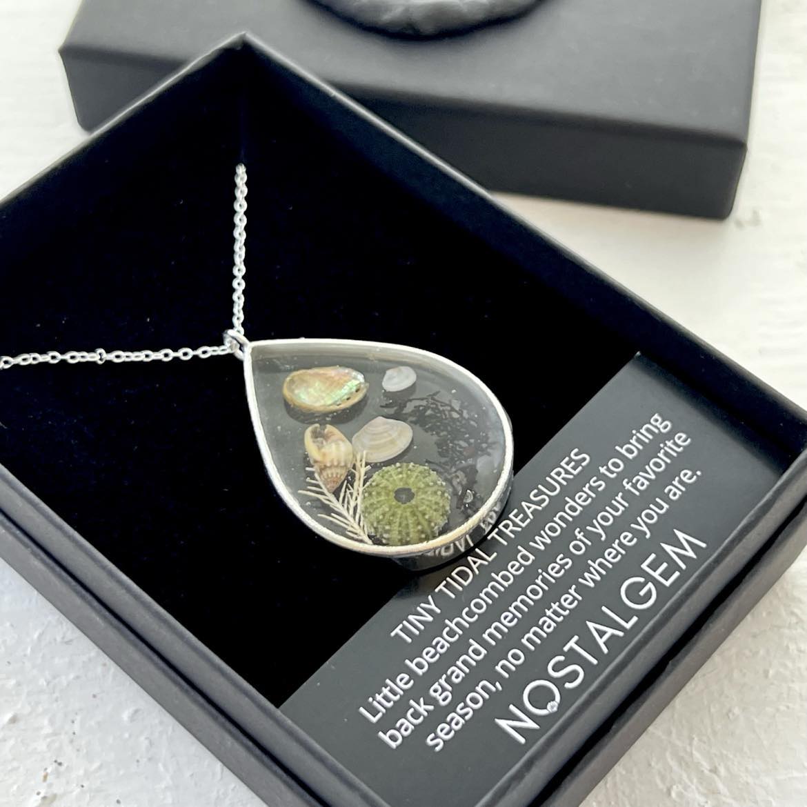 Tiny Tidal Treasures Teardrop Pendant With Tiny Kina Silver Necklace 4