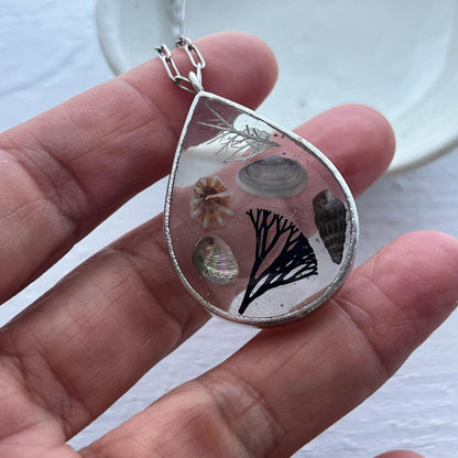 Tiny Tidal Treasures Necklace (paua, coral, limpet, pipi)
