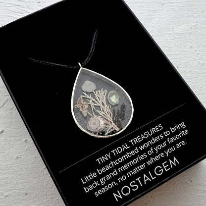 Tiny Tidal Treasures Necklace - Silver Teardrop