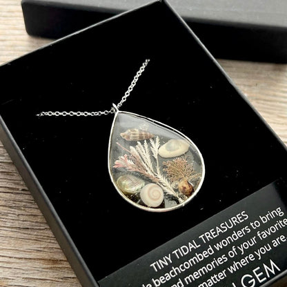 Tiny Tidal Treasures Necklace - Silver Teardrop