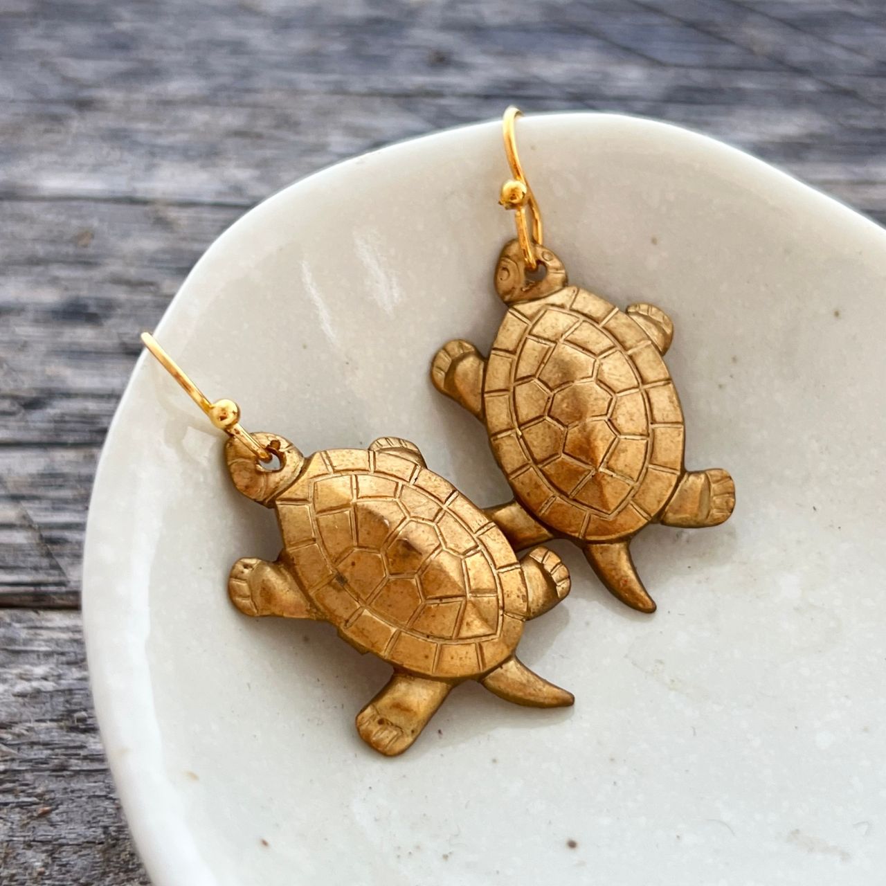 Vintage Turtle Slow But Sure Charm Earrings