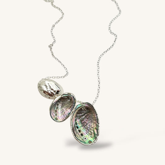 Paua Shell Cluster Family Silver-Backed Floating Necklace