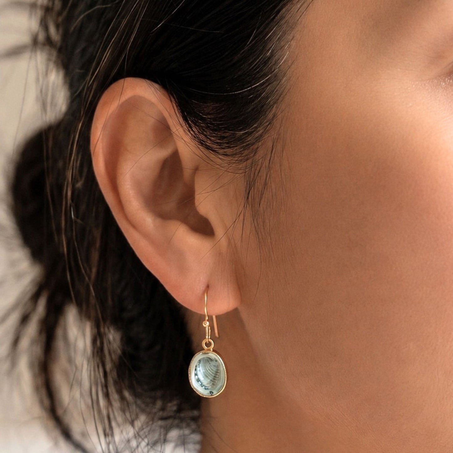 Paua Shell Dangle Hook Earrings