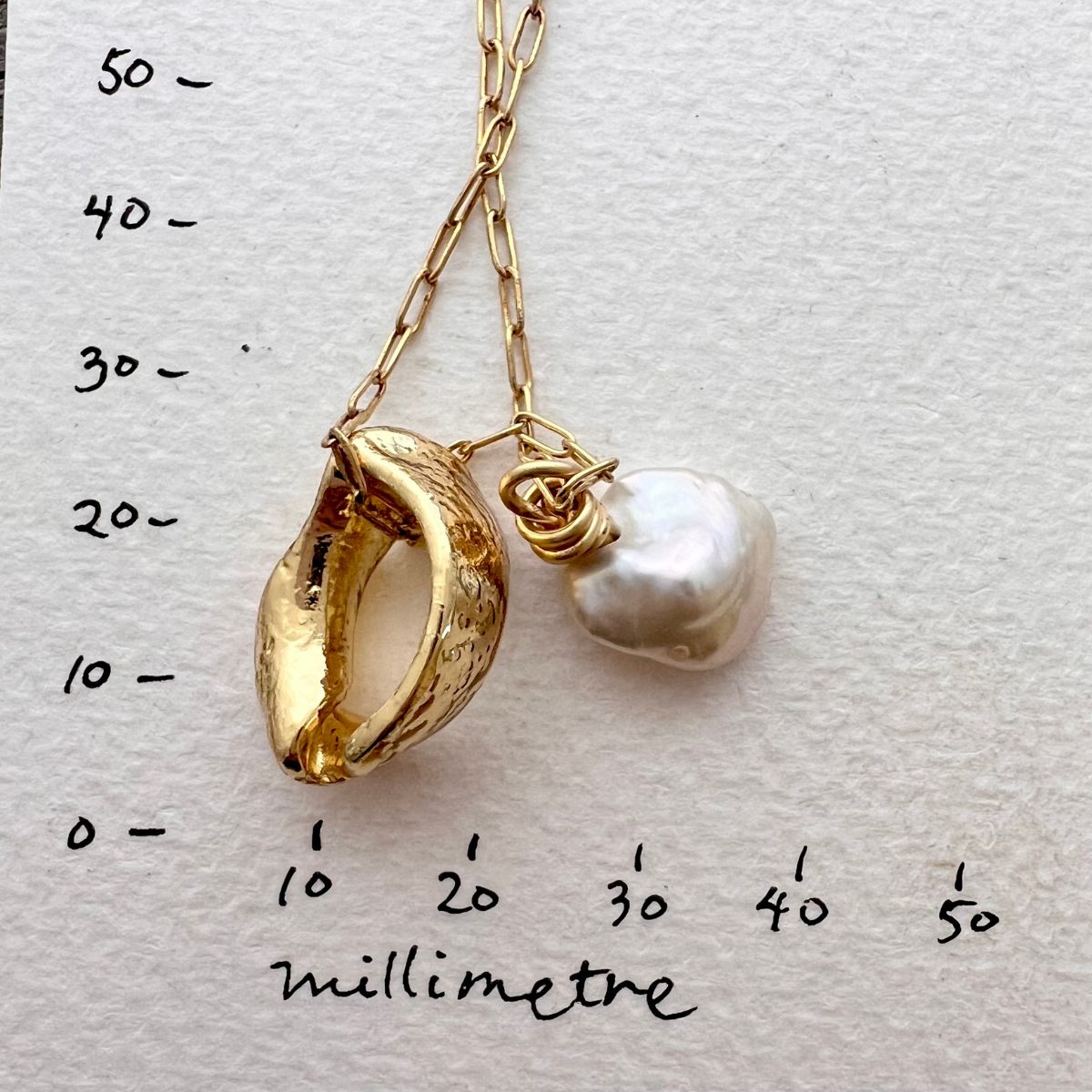 Weathered but Wondrous Whelk Shell and Pearl Necklace