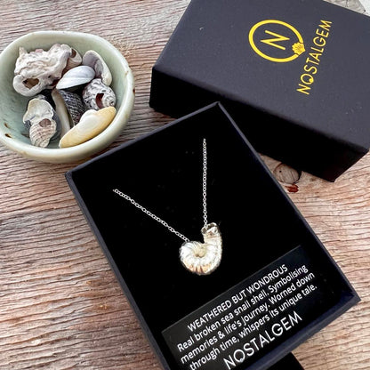 Silver Dipped Weathered But Wondrous Worm Snail Shell Necklace